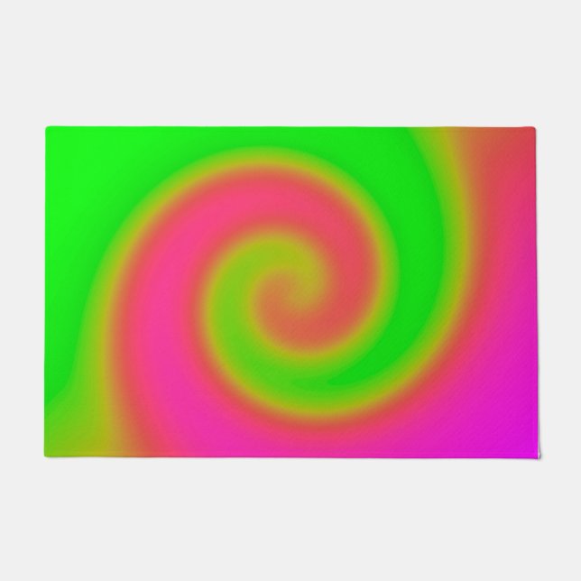 Swirl Green Pink Doormat (Front)