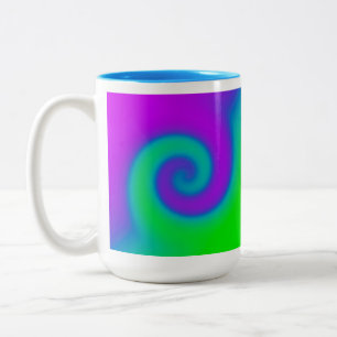 Swirl Green Purple Two-Tone Coffee Mug