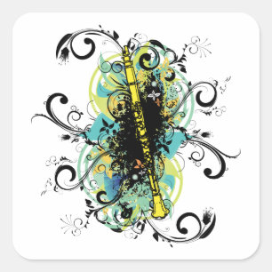 Swirl Grunge Clarinet Square Sticker