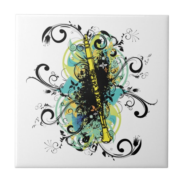 Swirl Grunge Clarinet Tile (Front)