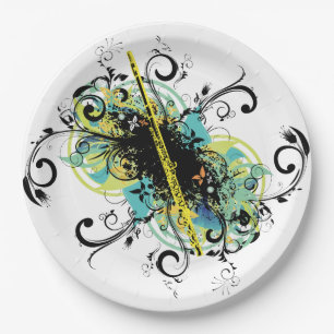 Swirl Grunge Flute Paper Plate