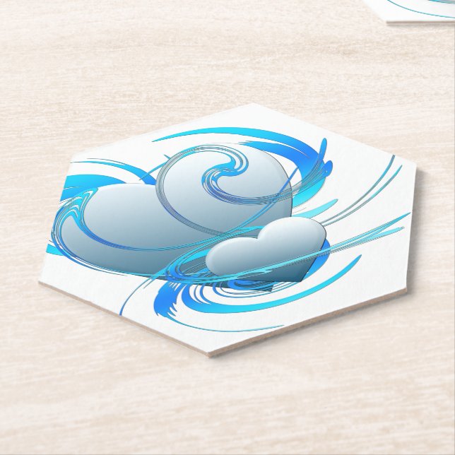 Swirl Hearts Paper Coaster (Angled)