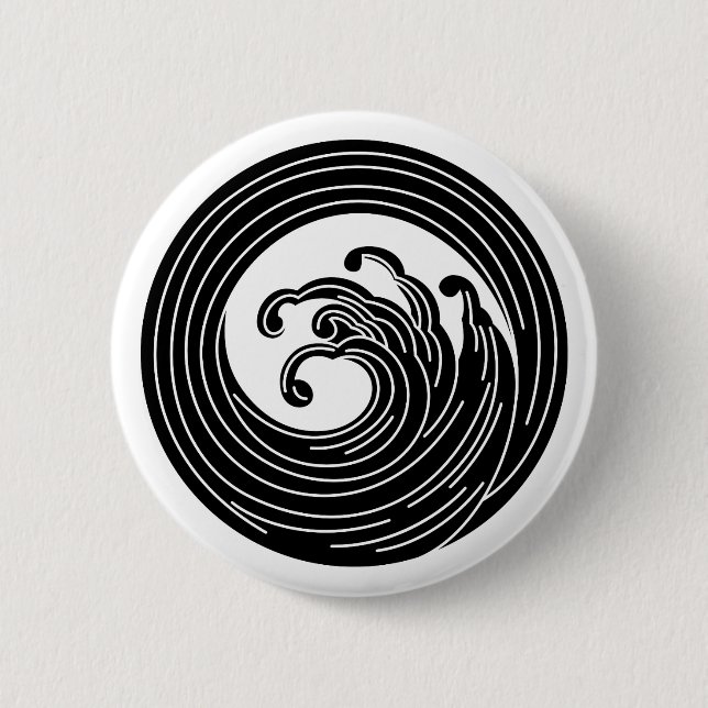 Swirl-like wave circle 6 cm round badge (Front)
