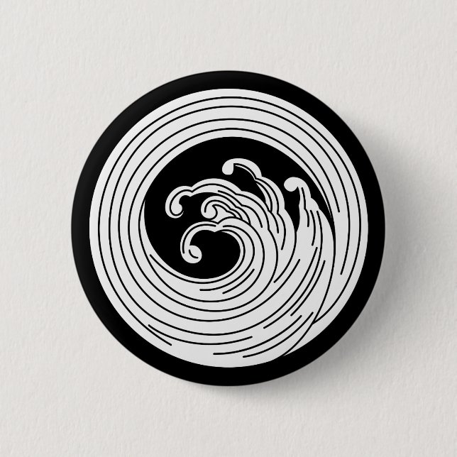 Swirl-like wave circle 6 cm round badge (Front)