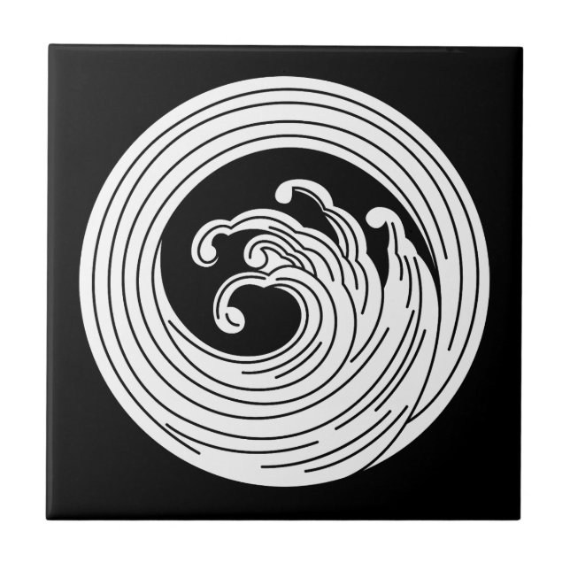 Swirl-like wave circle ceramic tile (Front)