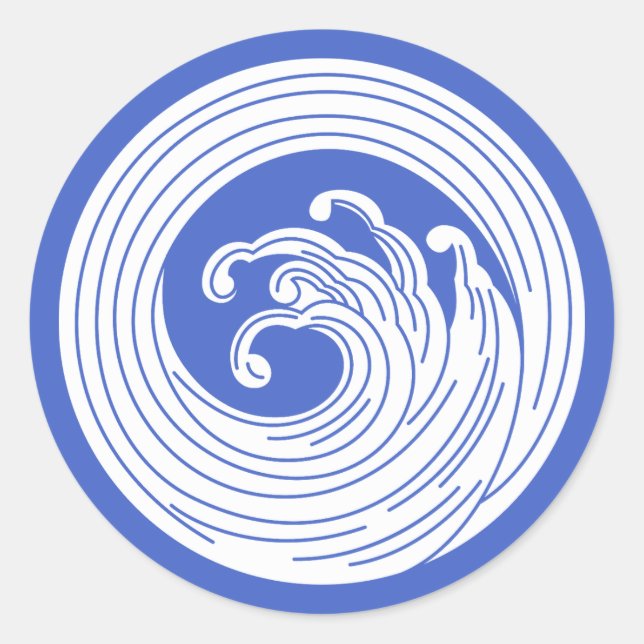 Swirl-like wave circle classic round sticker (Front)