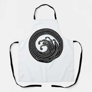 Swirl-like wave circle classic round sticker apron