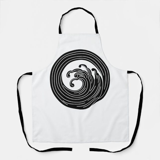 Swirl-like wave circle classic round sticker apron (Front)