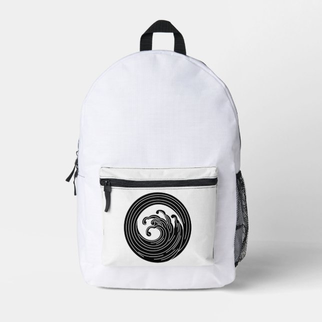Swirl-like wave circle printed backpack (Front)