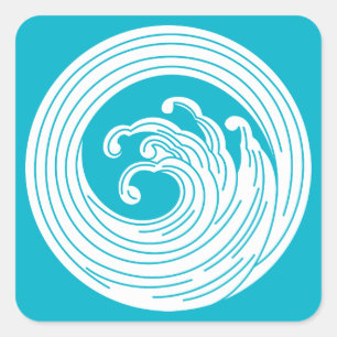 Swirl-like wave circle square sticker