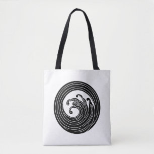Swirl-like wave circle tote bag