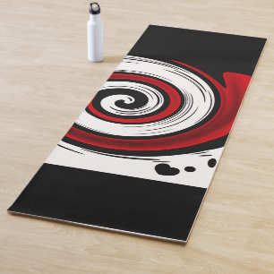 Swirl liquid circle modern black red white colours yoga mat