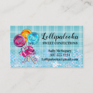 swirl lollipops candy confections business card