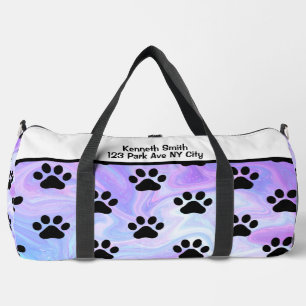 Swirl Marble Paw Print Pet monogram personalize Duffle Bag