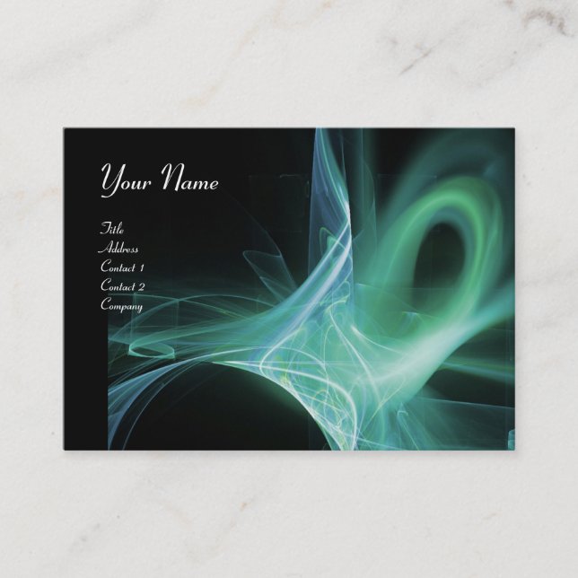 SWIRL MONOGRAM Vibrant black green grey Business Card (Front)