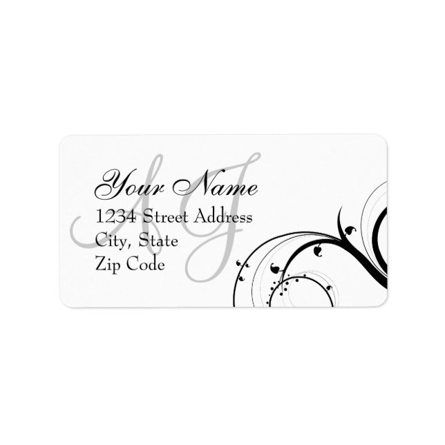 Swirl Monogram Wedding RSVP Envelope Address Label (Front)