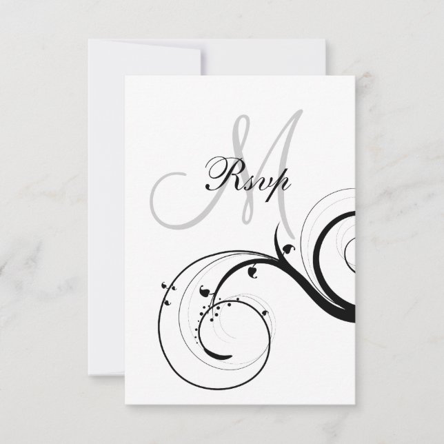 Swirl Monogram Wedding RSVP for Square Card (Front)