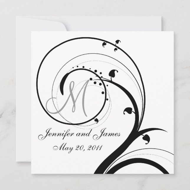 Swirl Monogram Wedding Save the Date Back View (Front)