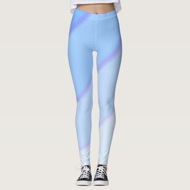 Swirl pattern pastel ombre Blue Leggings (Front)