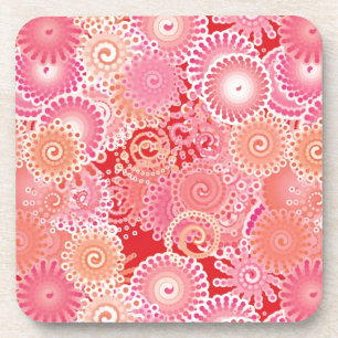 Swirl pattern, pink, coral, peach and cream coaster
