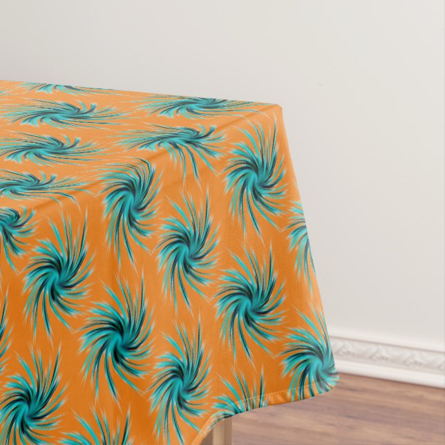 Swirl Pattern - Teal Green Blue Orange Yellow Tablecloth (In Situ)