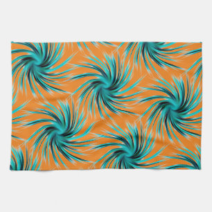 Swirl Pattern - Teal Green Blue Orange Yellow Tea Towel