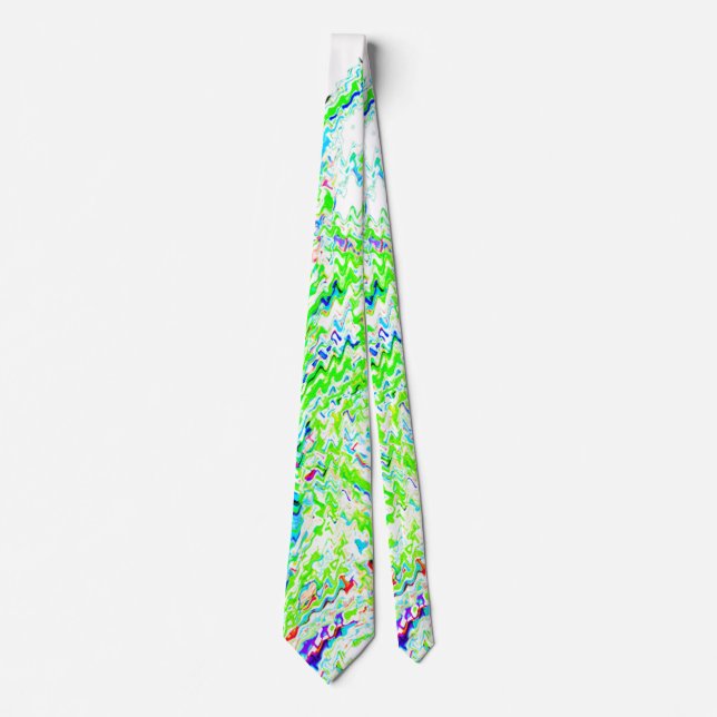 Swirl Patterns Abstract Colourful Bright Green Blu Tie (Front)