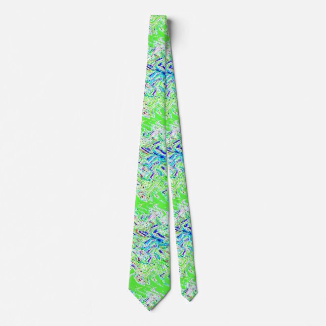 Swirl Patterns Abstract Colourful Bright Neon Gree Tie (Front)