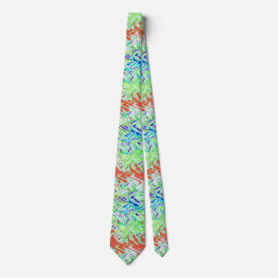 Swirl Patterns Abstract Colourful Green Blue Orang Tie