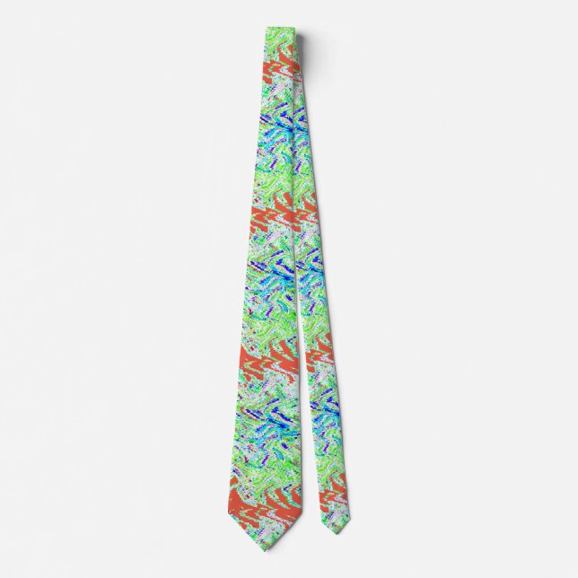 Swirl Patterns Abstract Colourful Green Blue Orang Tie (Front)