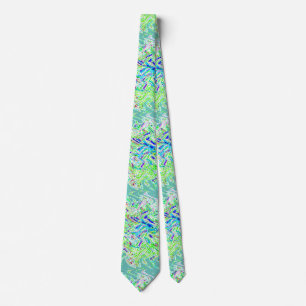 Swirl Patterns Abstract Colourful Green Teal Blue Tie