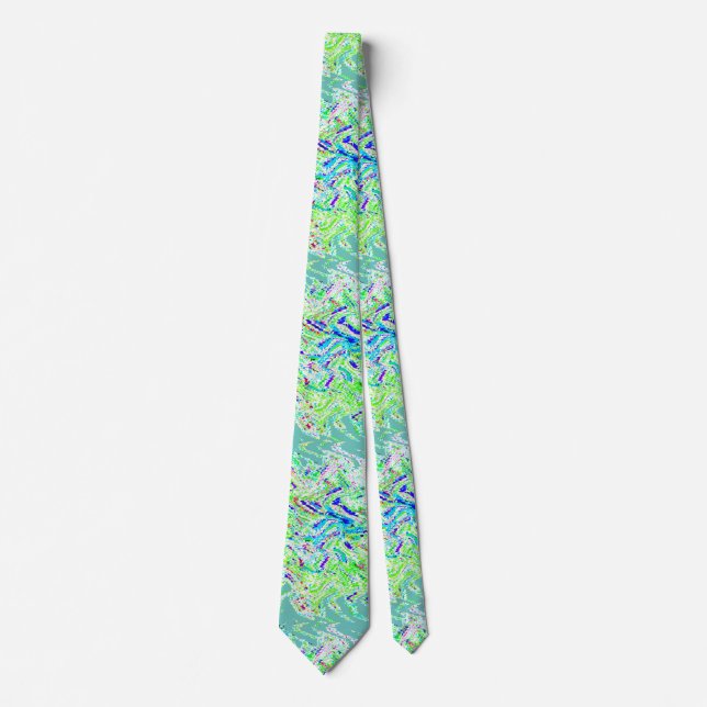 Swirl Patterns Abstract Colourful Green Teal Blue Tie (Front)