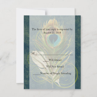 Swirl Peacock Feather -Click to View MATCHING SET- RSVP Card