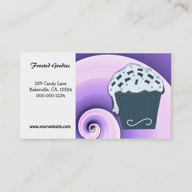 Swirl Purple and Blue Cupcake Business Card (Front)