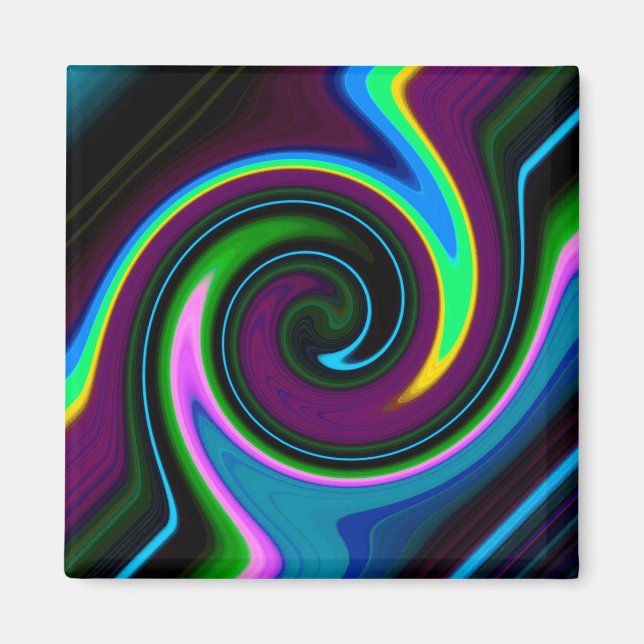 Swirl Retro Blue Magnet (Front)