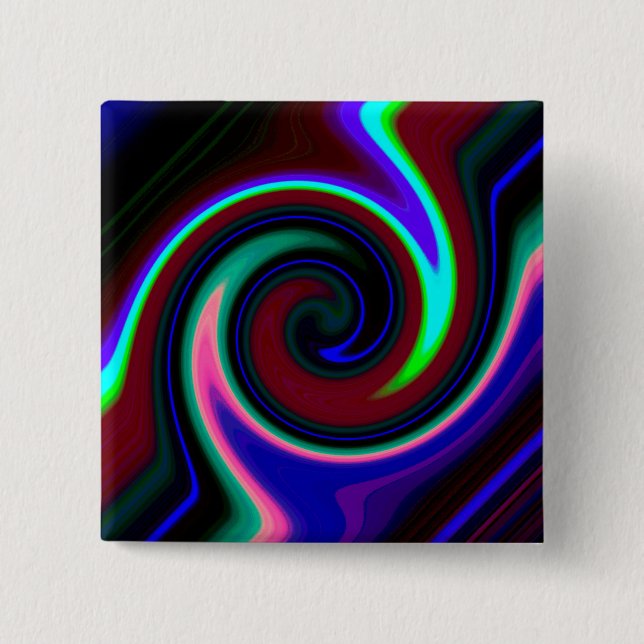 Swirl Retro Neon 15 Cm Square Badge (Front)