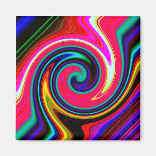 Swirl Retro Neon Red Magnet