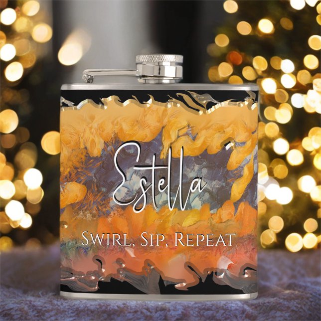 Swirl, Sip, Repeat Sunset 0612 Hip Flask (Creator Uploaded)