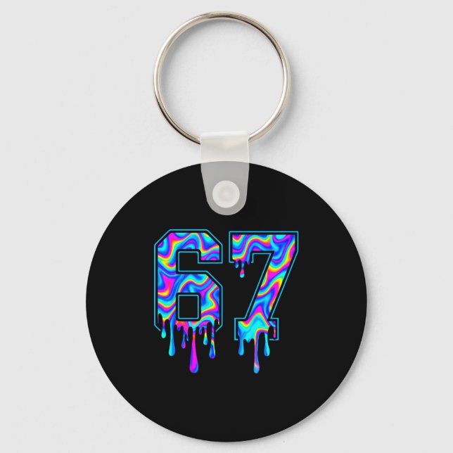 Swirl Six Seven Drip 6 7 Meme Gen Alpha Slang  Key Ring (Front)