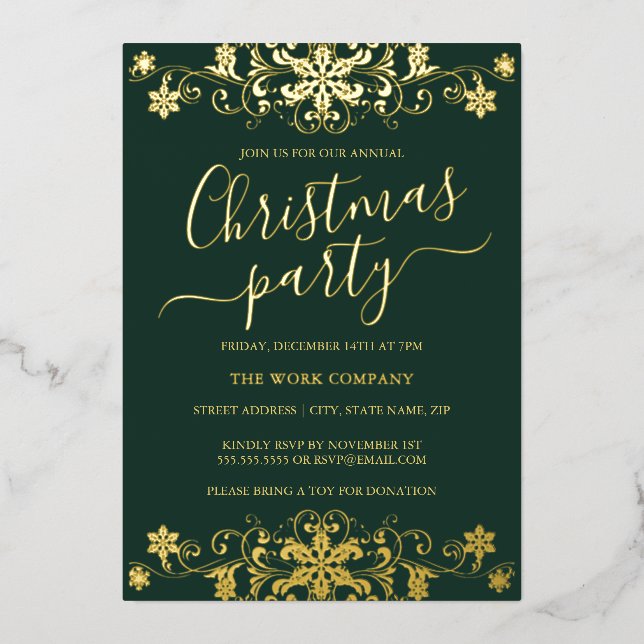Swirl Snowflake Green Corporate Christmas Party  (Front)