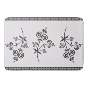 Swirl Style Flora & Foliage In Ornamental Pattern Bath Mat