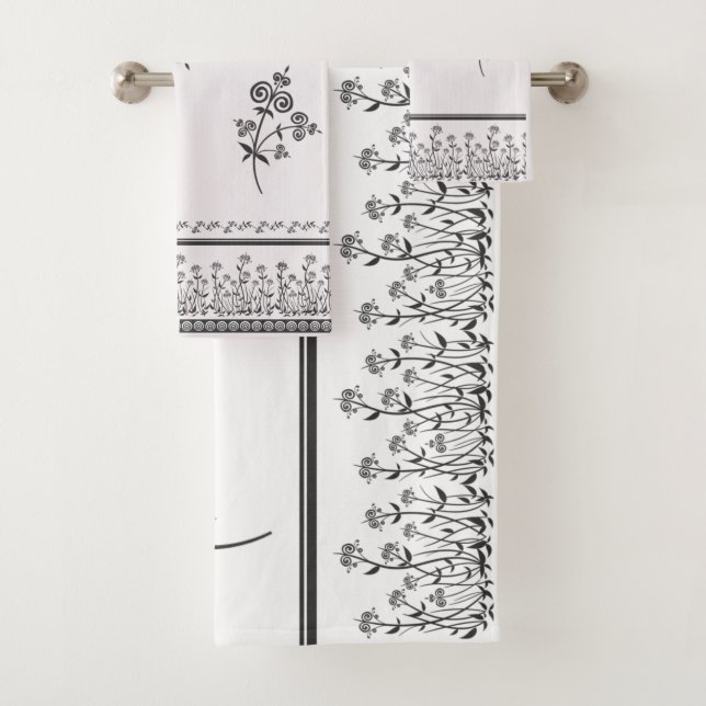Swirl Style Flora & Foliage In Ornamental Pattern Bath Towel Set (Insitu)