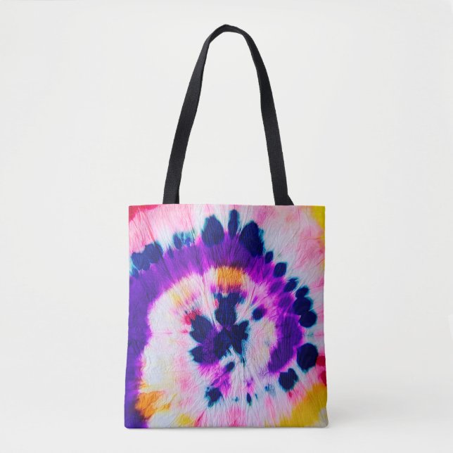 Swirl Tie Dye. Rainbow Fabric Tie Dye. Boho Fashio Tote Bag (Front)
