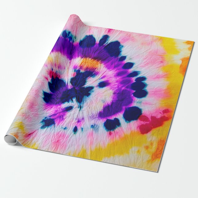 Swirl Tie Dye. Rainbow Fabric Tie Dye. Boho Fashio Wrapping Paper (Unrolled)
