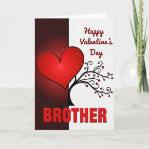 Swirl Tree Brother Valentines Day Card