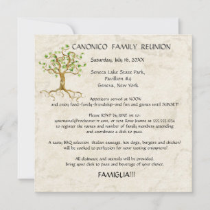 Swirl Tree Roots Antiqued Family Reunion Custom In Invitation