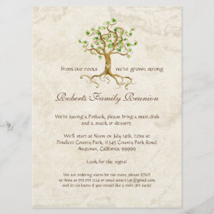 Swirl Tree Roots Antiqued Family Reunion Invite