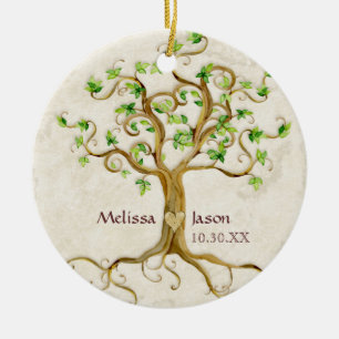 Swirl Tree Roots Antiqued Family Reunion Invite Ceramic Tree Decoration