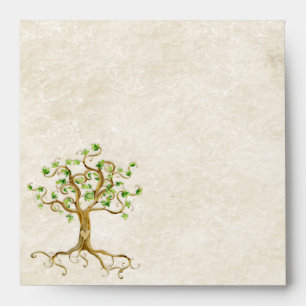 Swirl Tree Roots Antiqued Parchment Wedding Envelopes