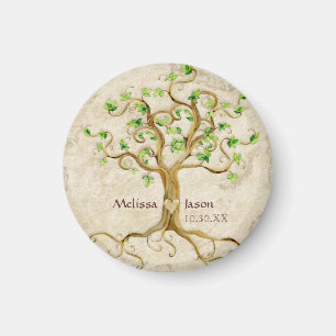 Swirl Tree Roots Antiqued Personalised Names Heart Magnet